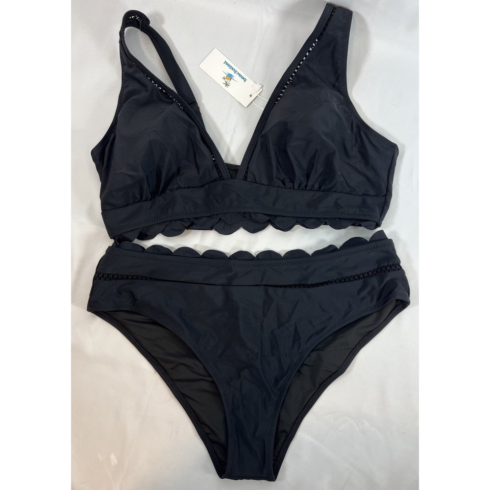 Classic Black Scalloped Bikini Set
